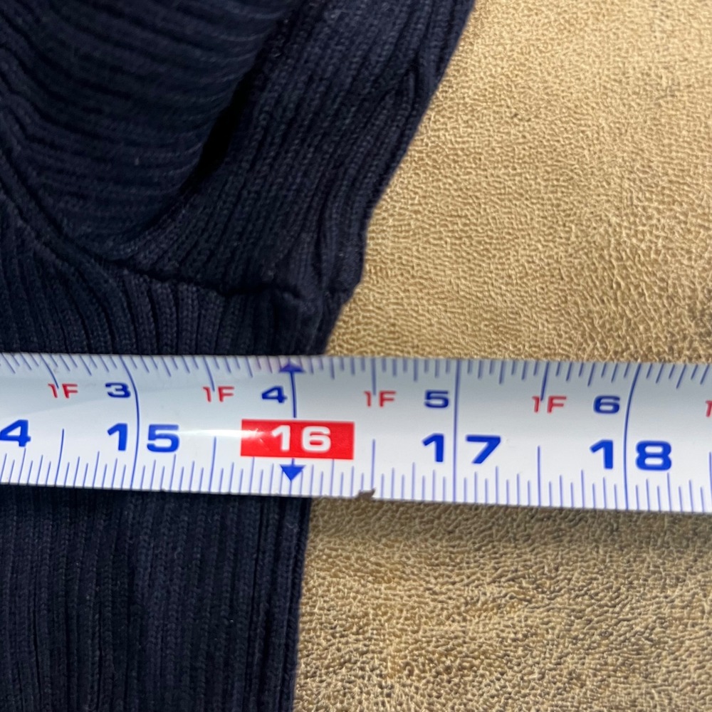 Lauren Ralph Lauren Turtleneck Sweater Women Large Navy Blue Ribbed Cotton Logo - Picture 5 of 8